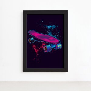 Quadro Skate Hobby Moldura Preta 22x32cm,Quadro Skate Hobby Moldura Preta 22x32cm