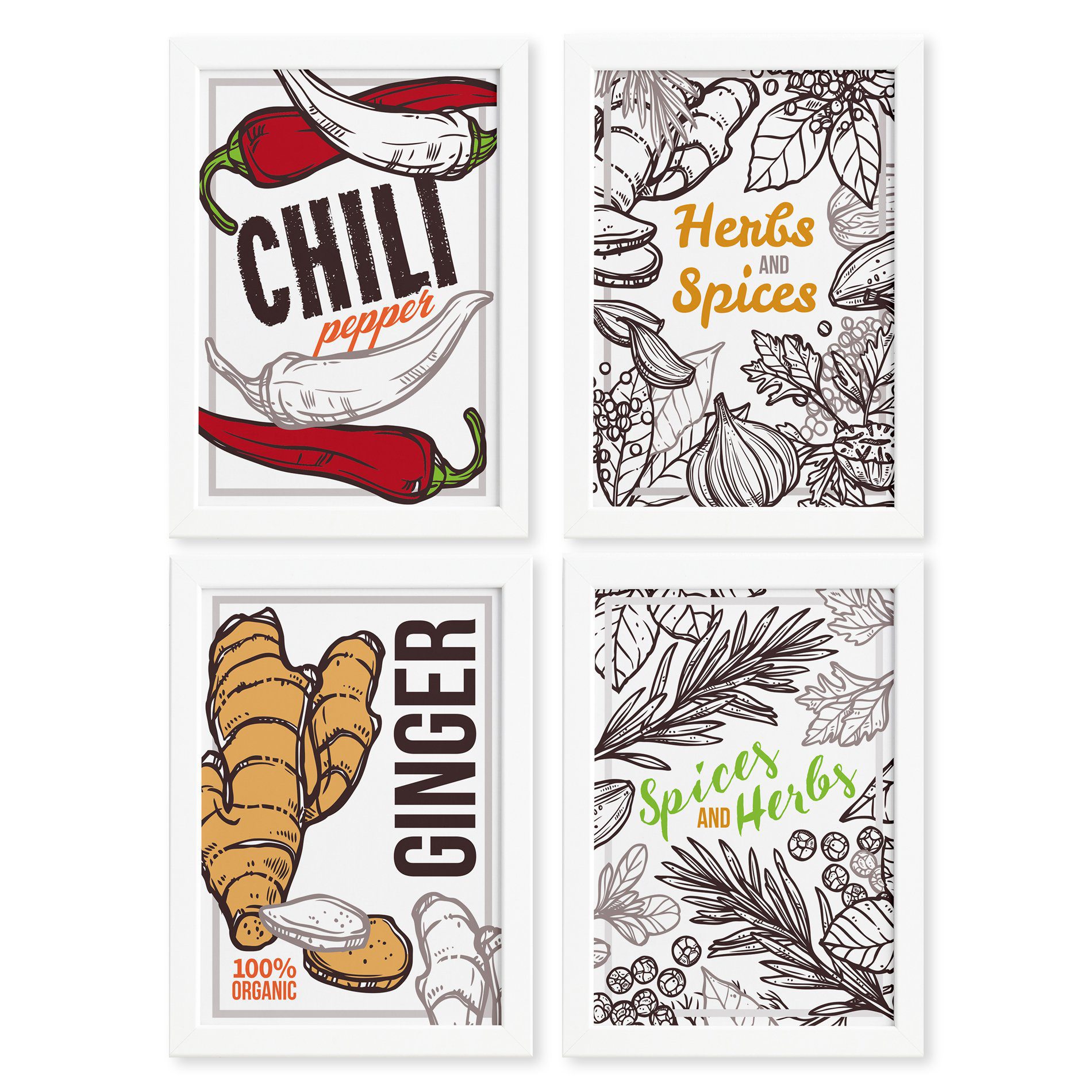 Quadros Temperos Naturais Moldura Branca