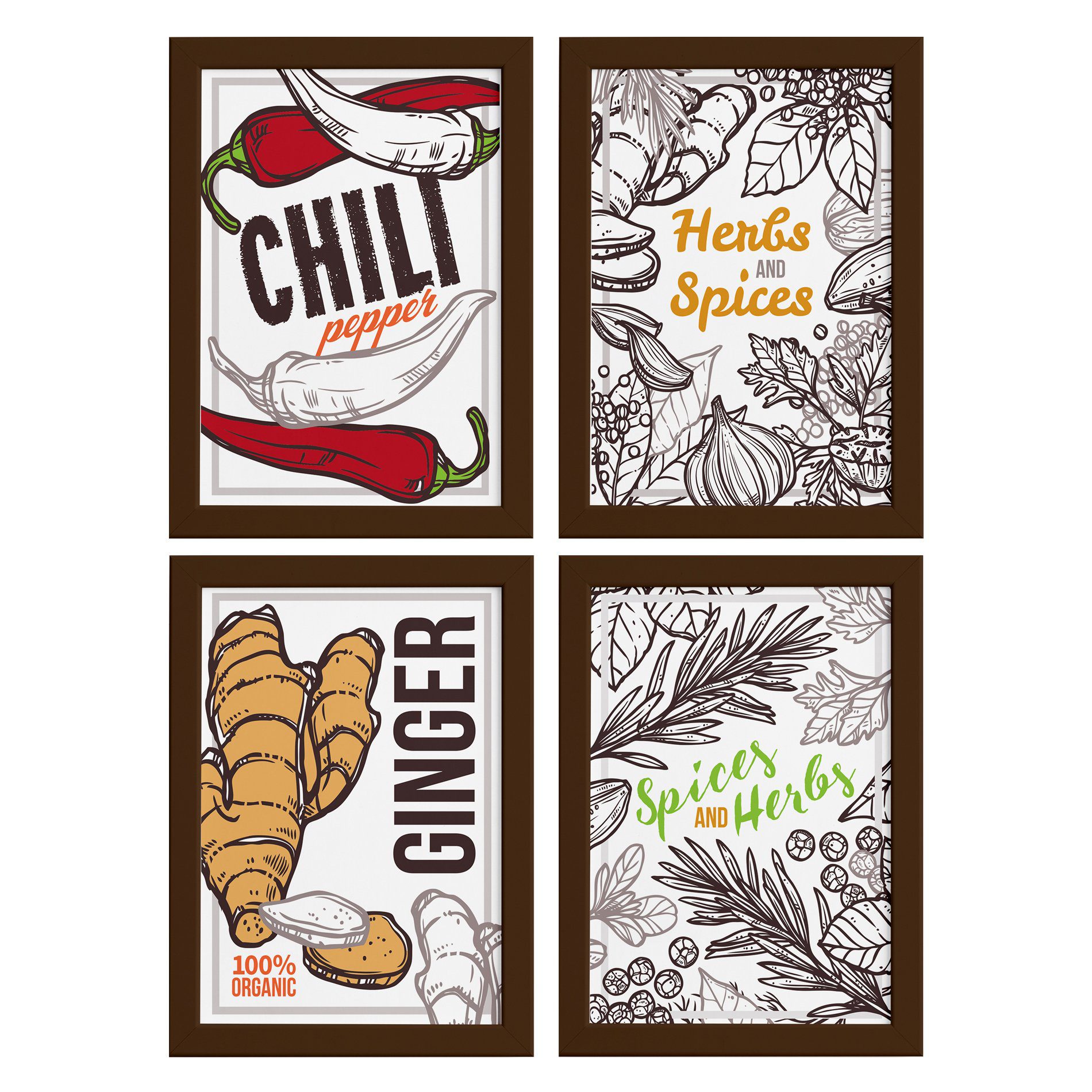 Quadros Temperos Naturais Moldura Marrom