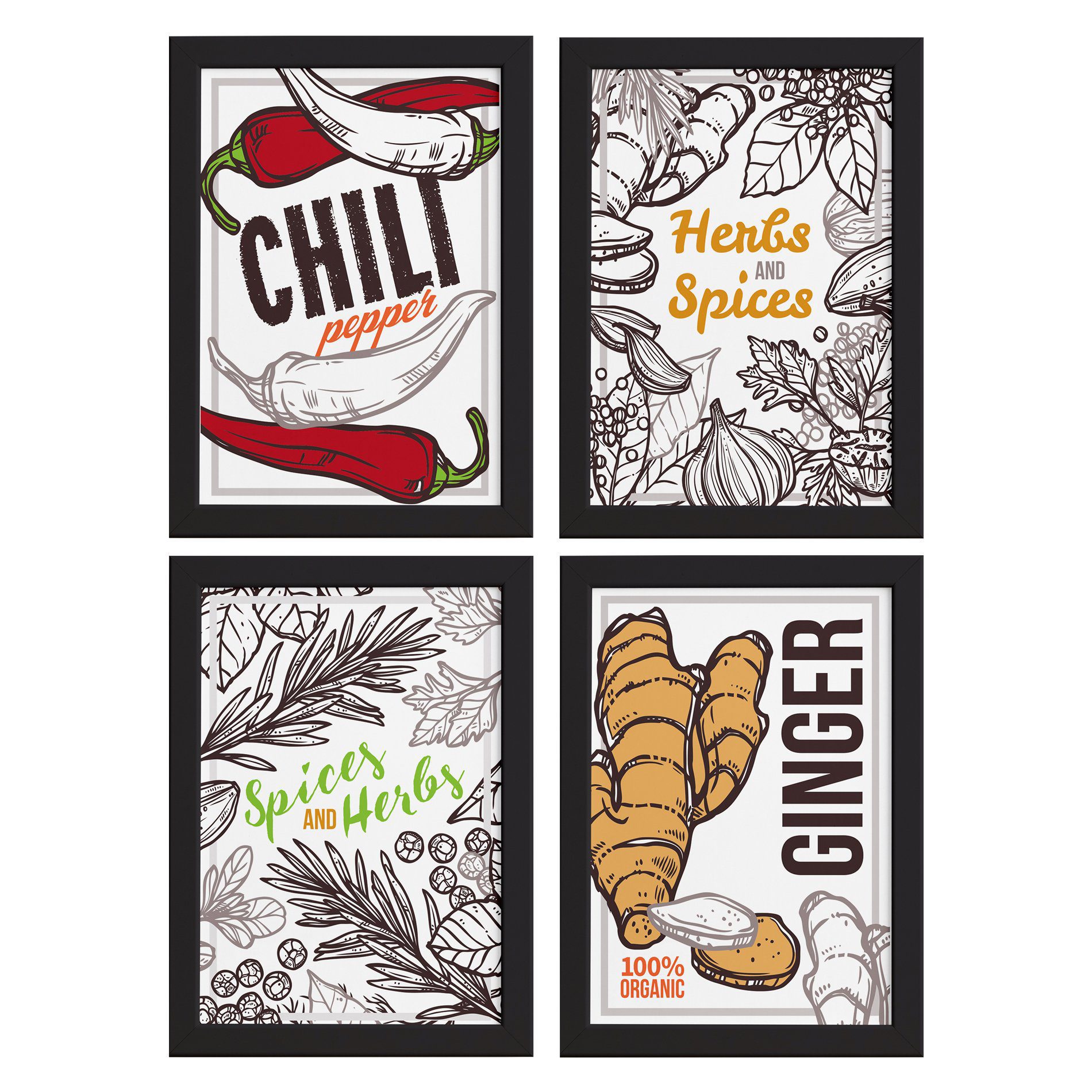 Quadros Temperos Naturais Moldura Preta