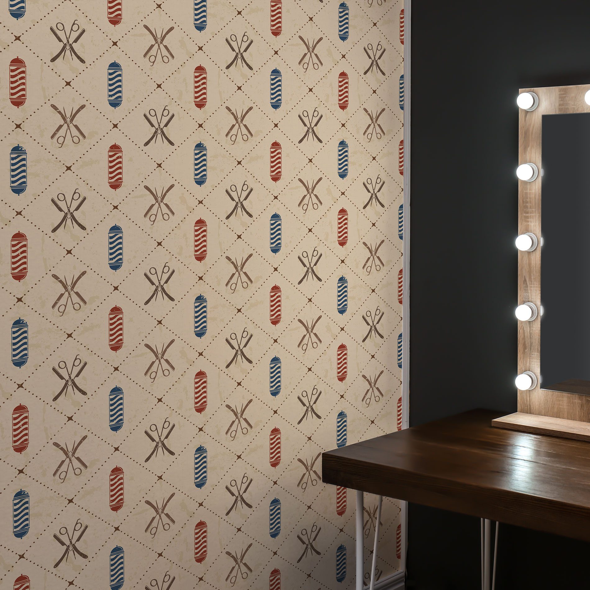 Papel de Parede Vintage Retro Barbearia Tesouras 57x270cm,Papel de Parede Vintage Retro Barbearia Tesouras 57x270cm