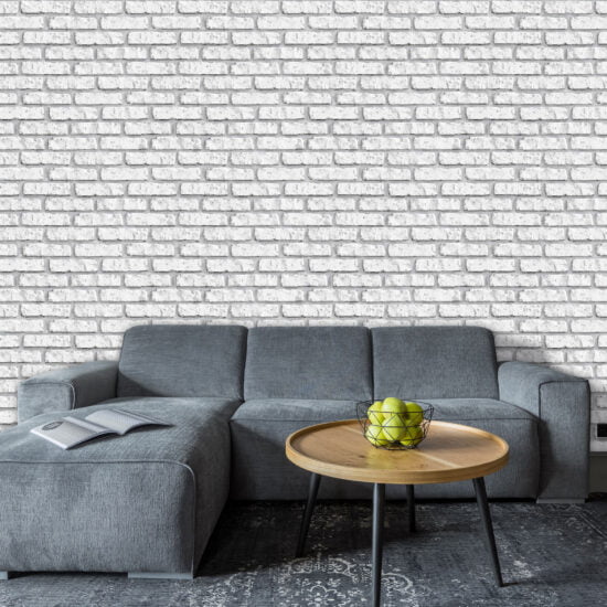 Papel de Parede Tijolinho Branco 3D 2,70 x 0,57m