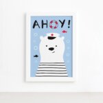 Quadro Urso Marinheiro Moldura Branca 22x32cm