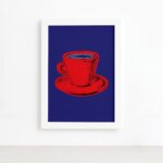 Quadro Cozinha Xícara de Café Moldura Branca 22x32cm