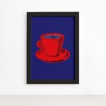 Quadro Cozinha Xícara de Café Moldura Preta 22x32cm