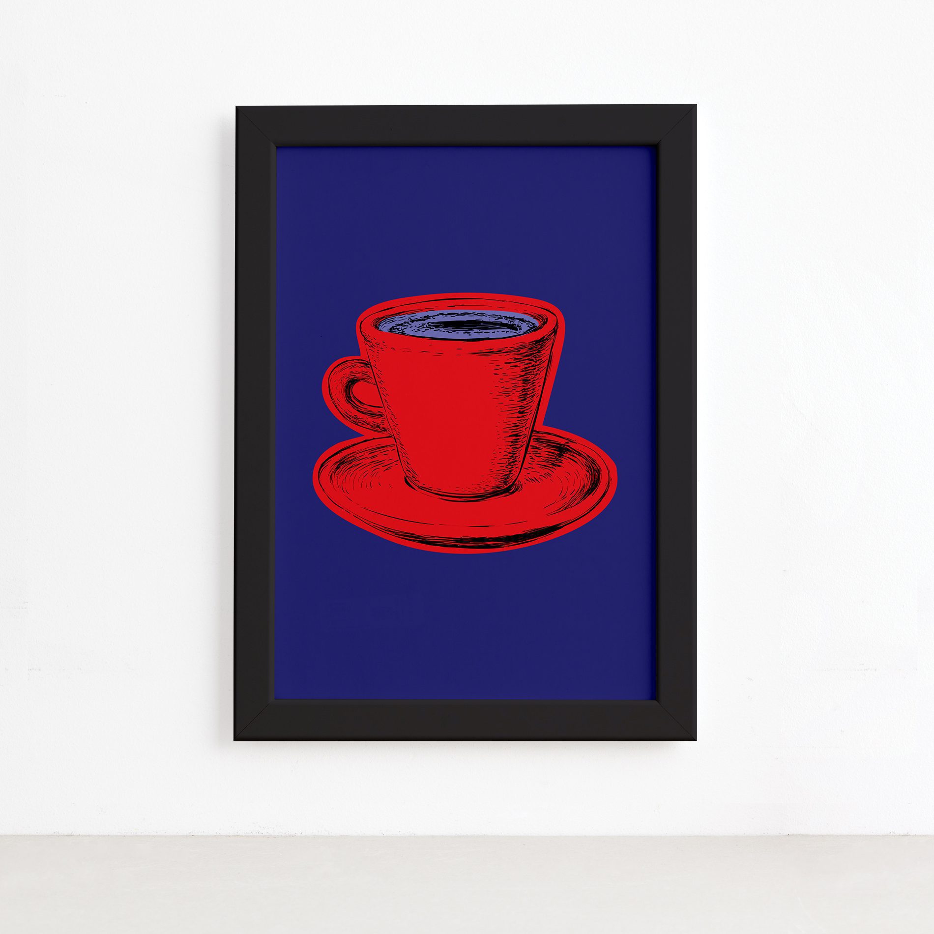 Quadro Cozinha Xícara de Café Moldura Preta 22x32cm,Quadro Cozinha Xícara de Café Moldura Preta 22x32cm