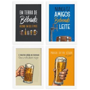 Quadros com Frases Cerveja Moldura Branca 