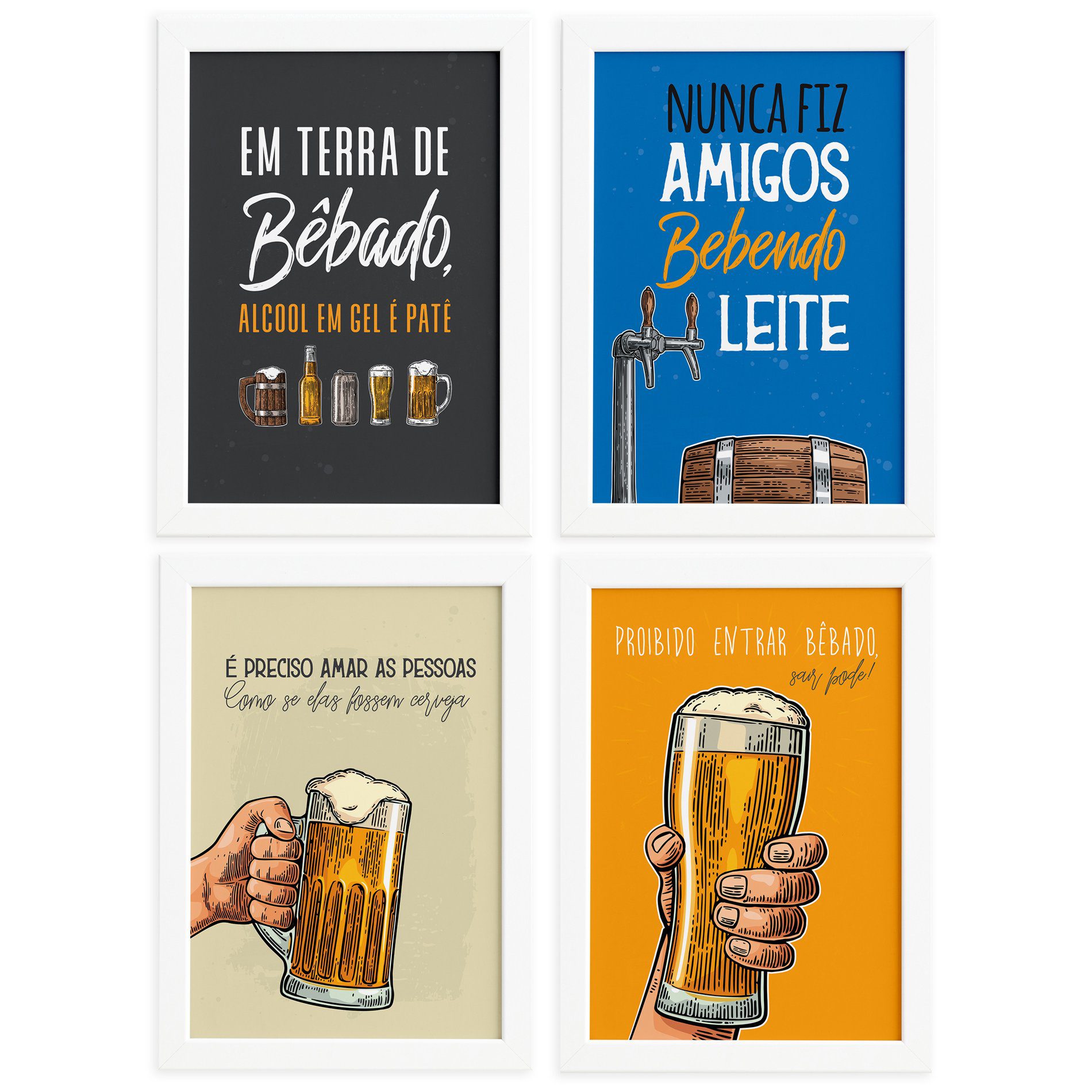 Quadros com Frases Cerveja Moldura Branca 