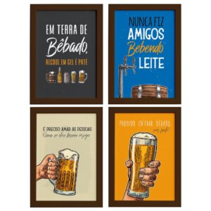 Quadros com Frases Cerveja Moldura Marrom
