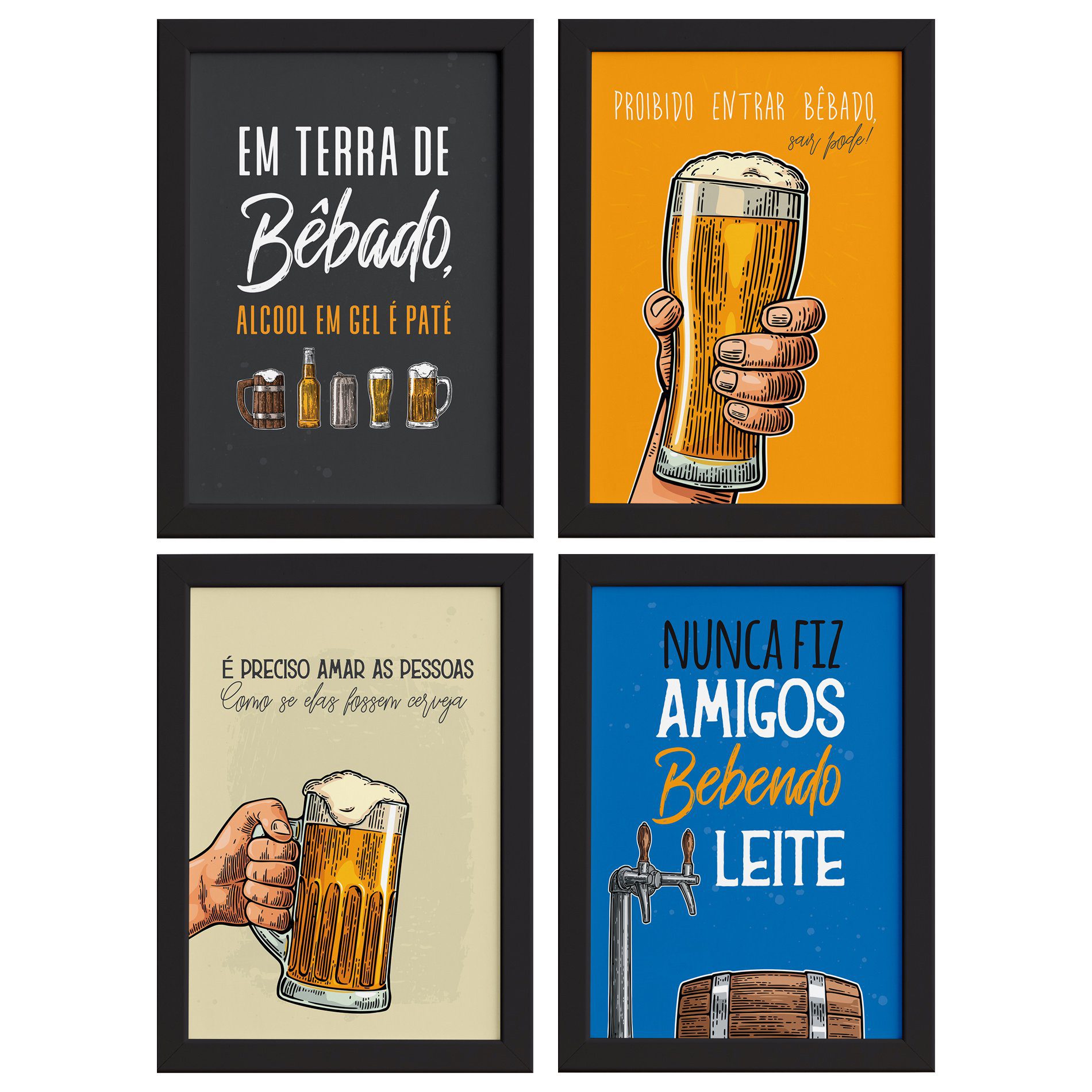 Quadros com Frases Cerveja Moldura Preta 