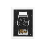 Quadro Geek Jedi Força Cerveja Moldura Branca 22x32cm