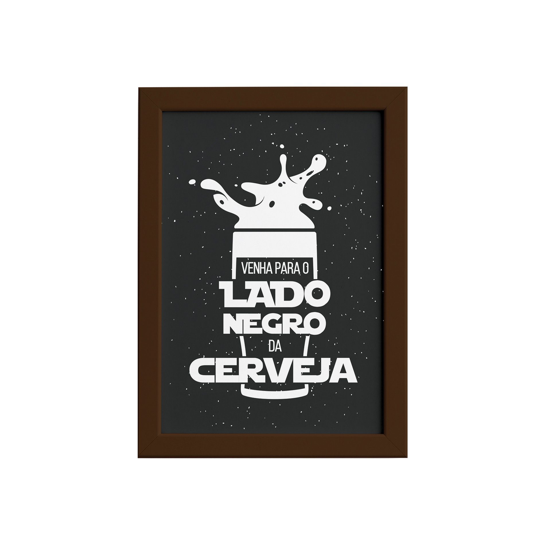 Quadro Geek Jedi Lado Negro Cerveja Moldura Marrom