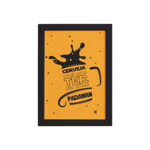 Quadro Geek Jedi Padawan Cerveja Moldura Preta 22x32cm