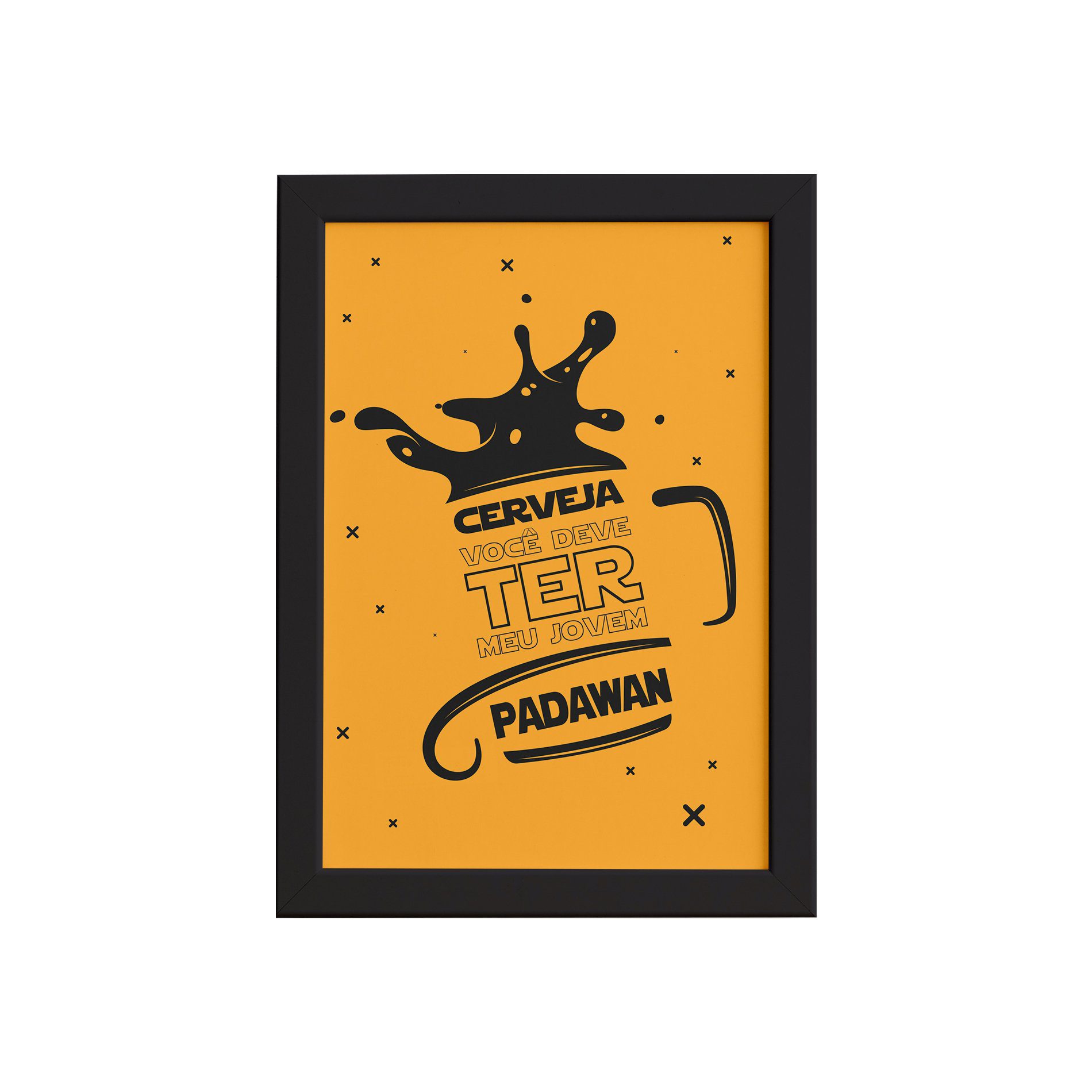 Quadro Geek Jedi Padawan Cerveja Moldura Preta 22x32cm