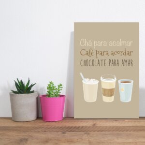 Placa Decorativa MDF Chá, Café e Chocolate 20x30cm