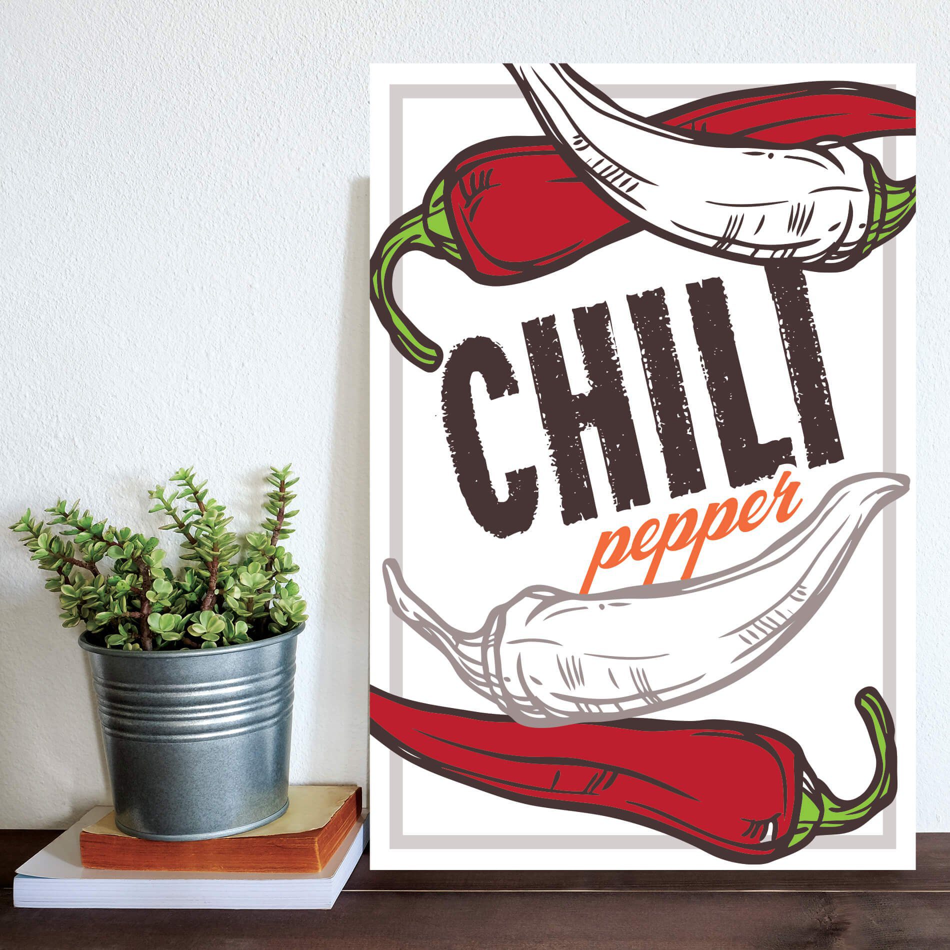 Placa Decorativa MDF Tempero Frase Chili Pepper 30x40cm