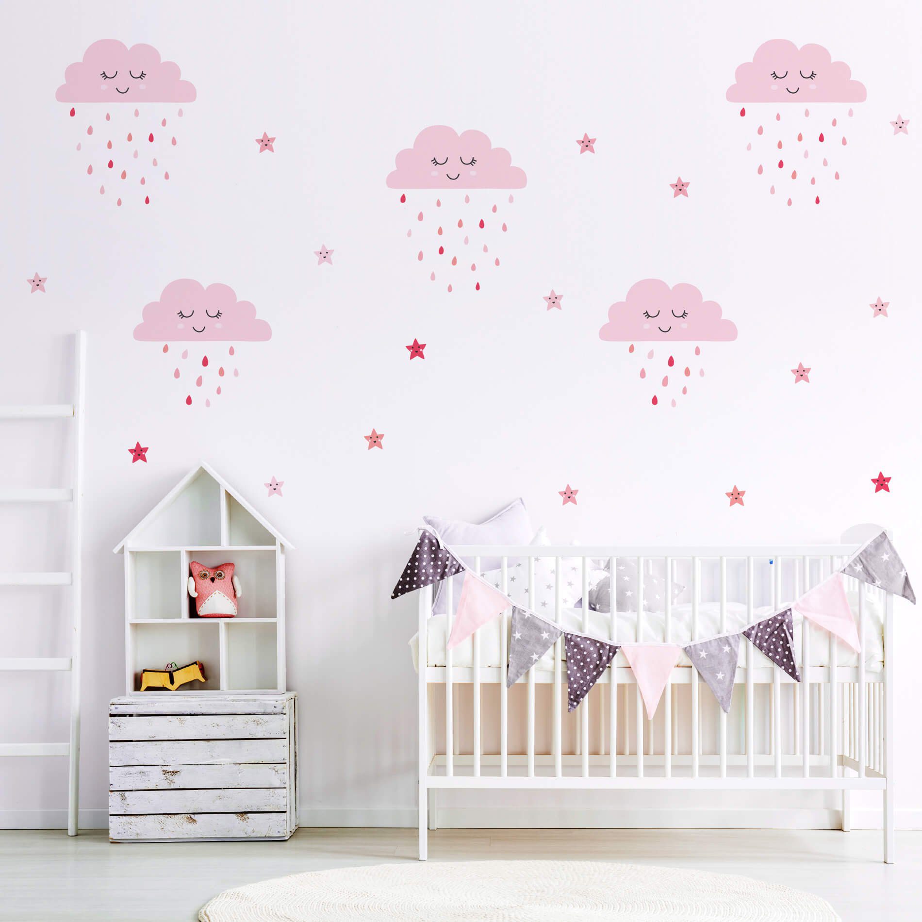 Adesivo de Parede Infantil Chuva de Amor Rosa