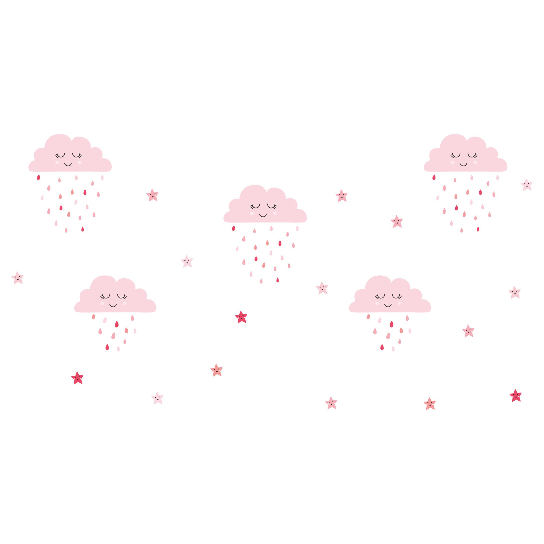 Adesivo de Parede Infantil Chuva de Amor Rosa