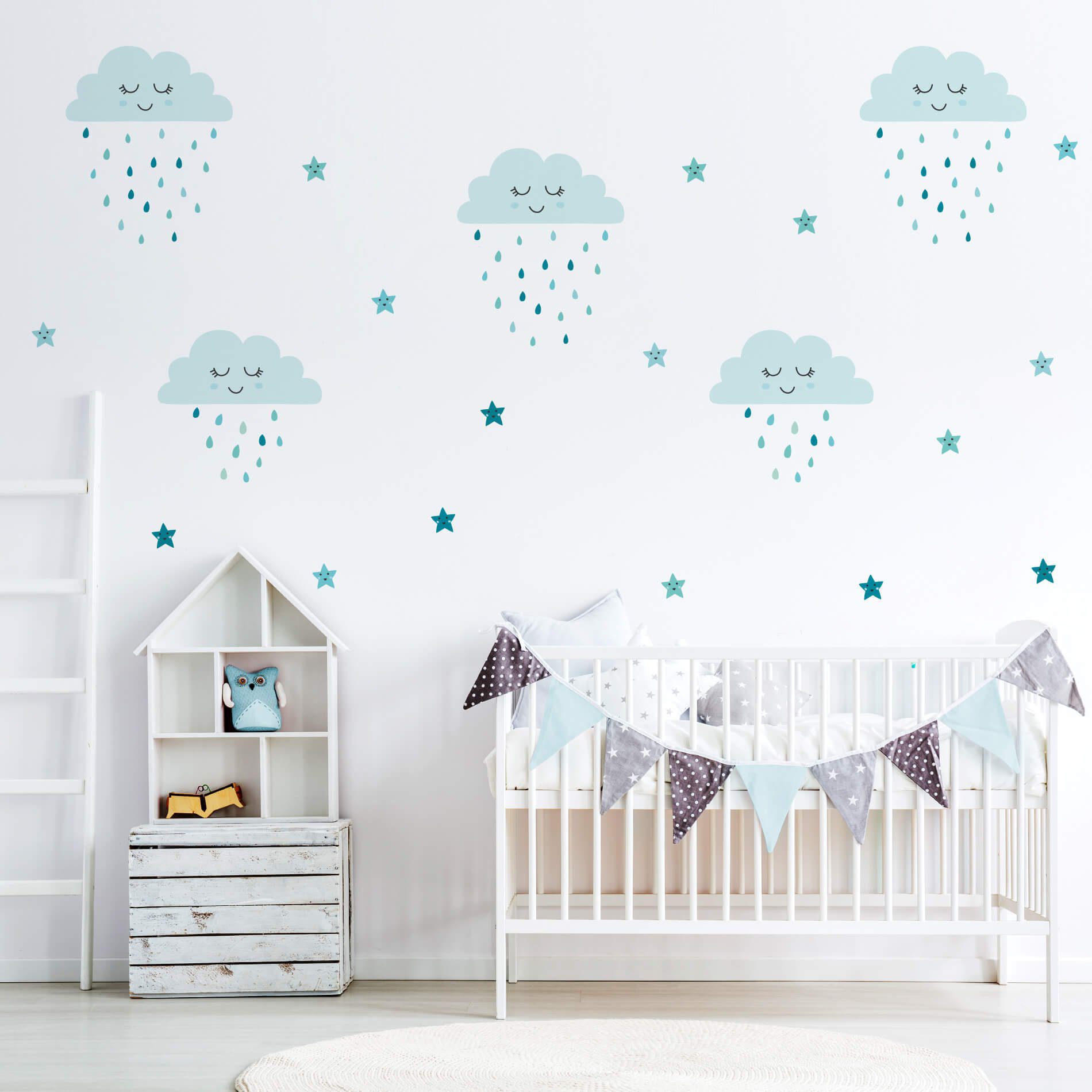 Adesivo de Parede Infantil Chuva de Amor Turquesa