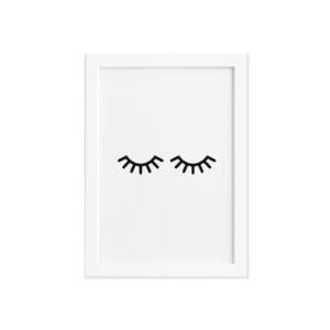 Quadro Frase Maquiagem Quero Cílios Moldura Branca 22x32cm