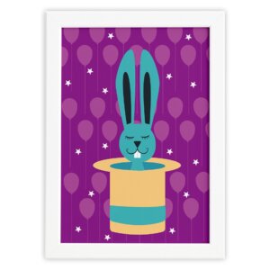 Quadro Infantil Circo Cartola Quarto Moldura Branca