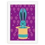 Quadro Infantil Circo Cartola Quarto Moldura Branca 33x43cm