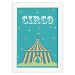 Quadro Infantil Circo Tenda para Quarto Moldura Branca 22x32