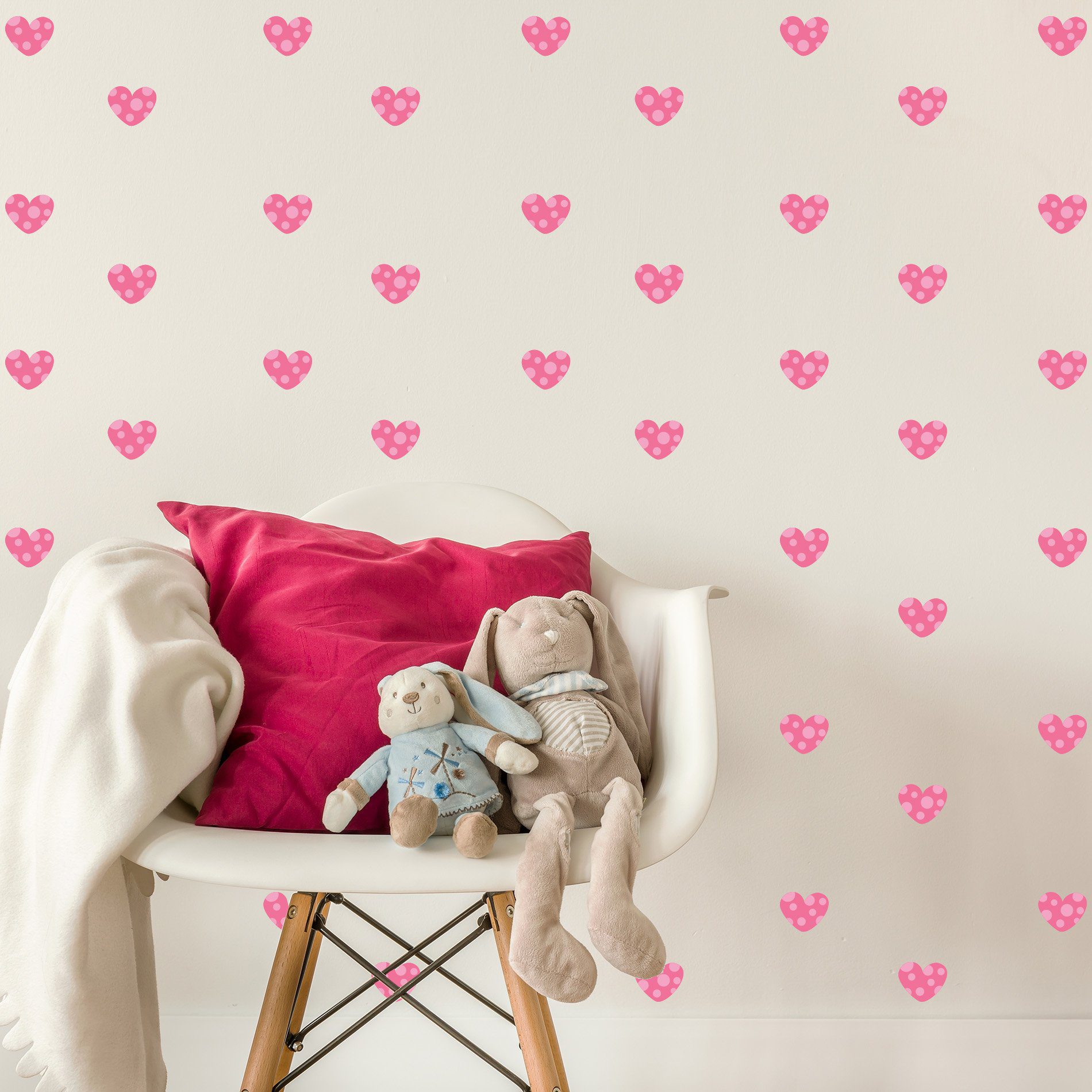 Adesivo de Parede Infantil Coração Rosa Bolinhas