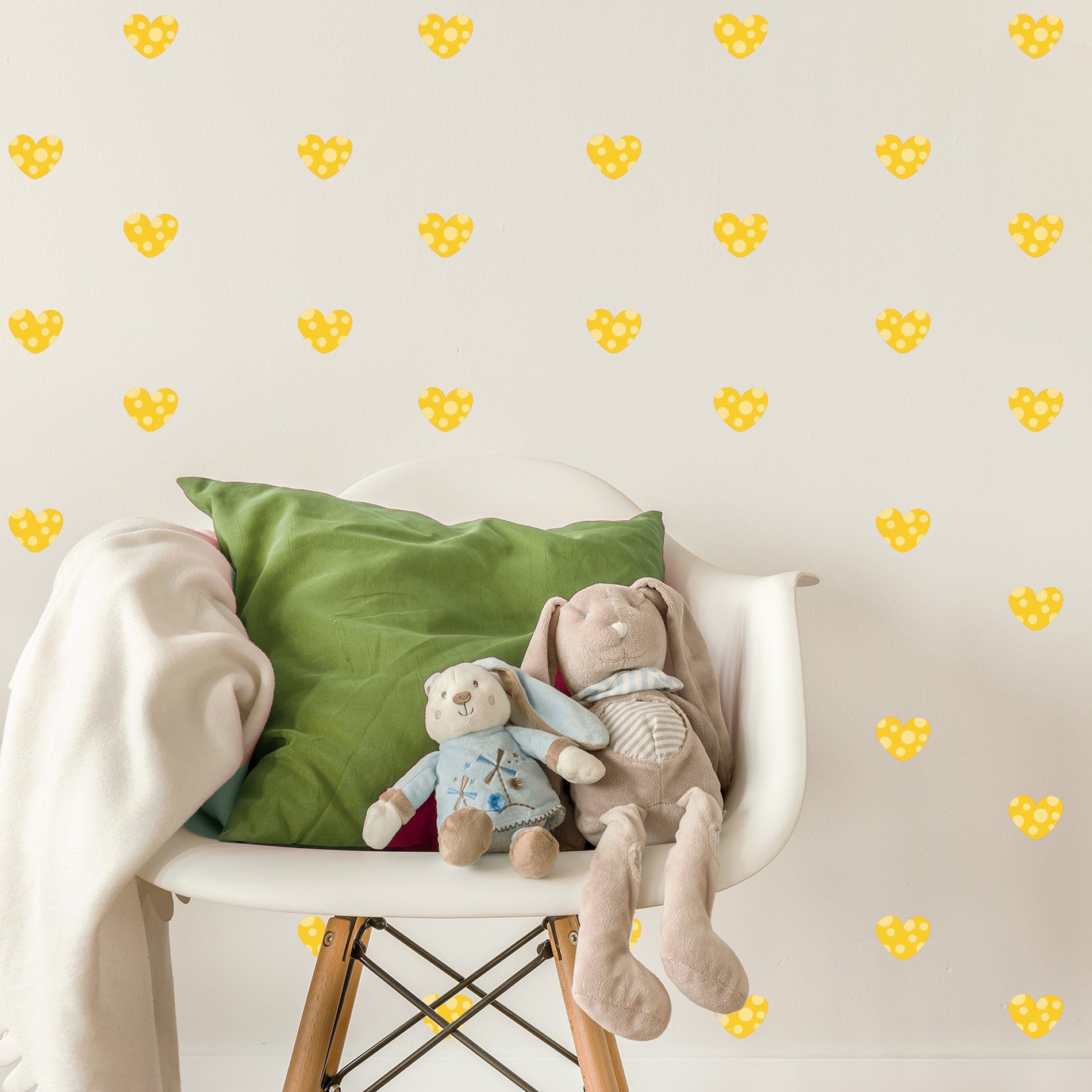Adesivo de Parede Infantil Coração Amarelo Bolinhas