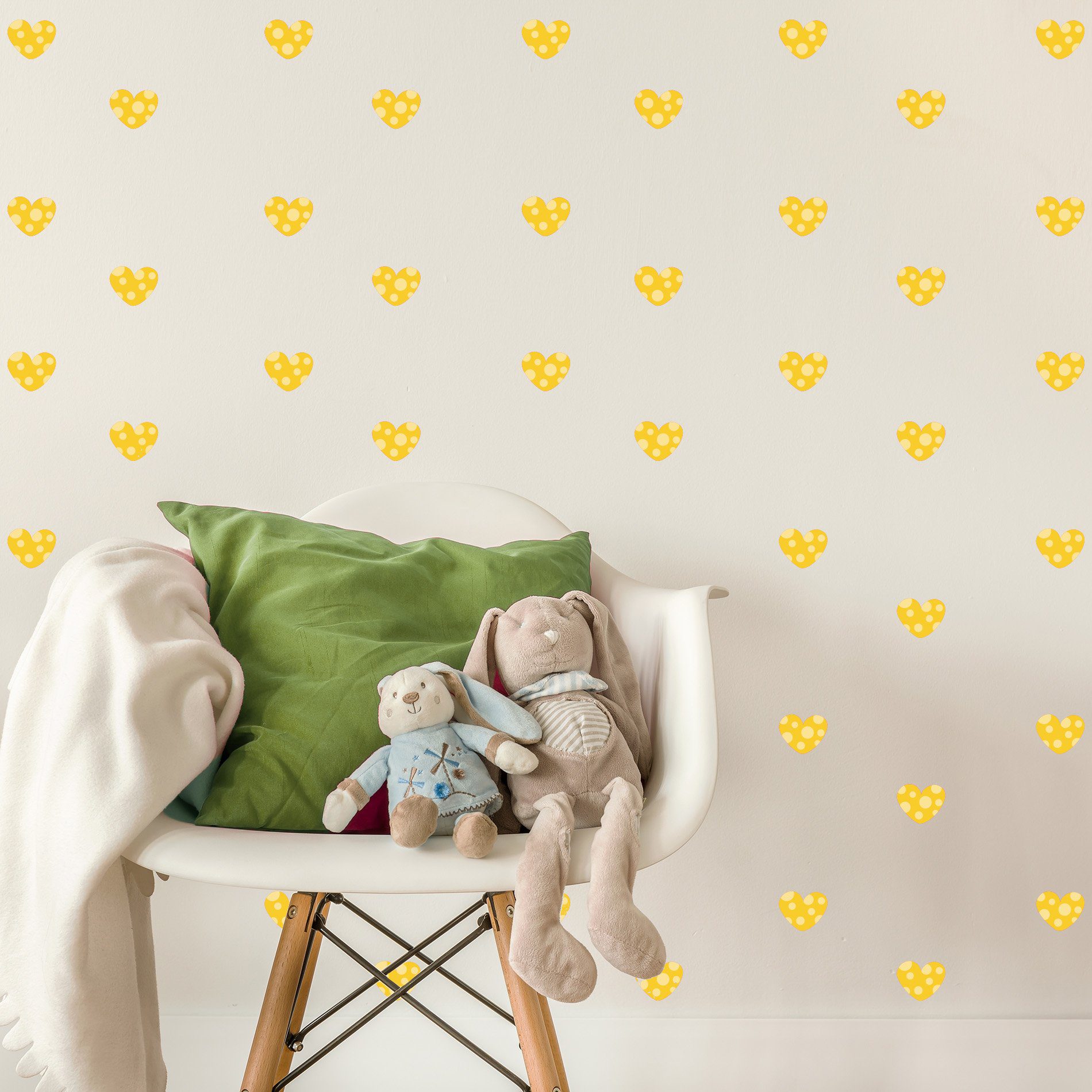 Adesivo de Parede Infantil Coração Amarelo Bolinhas