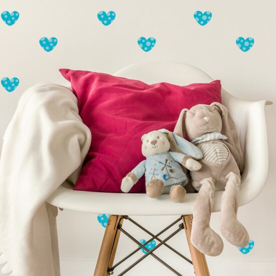 Adesivo de Parede Infantil Coração Azul Poá Bolinhas Adesivo de Parede Infantil Coração Azul Poá Bolinhas