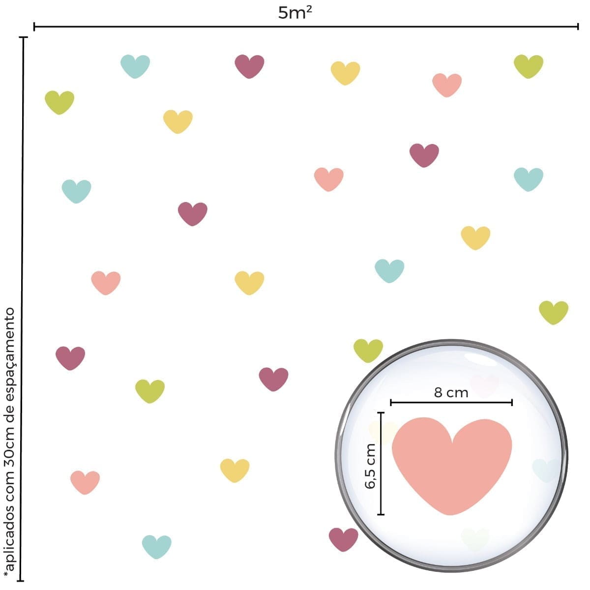Adesivo de Parede Infantil Coração Colorida