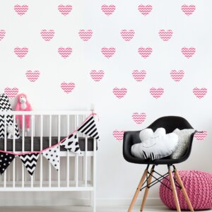 Adesivo de Parede Infantil Coração Rosa Chevron