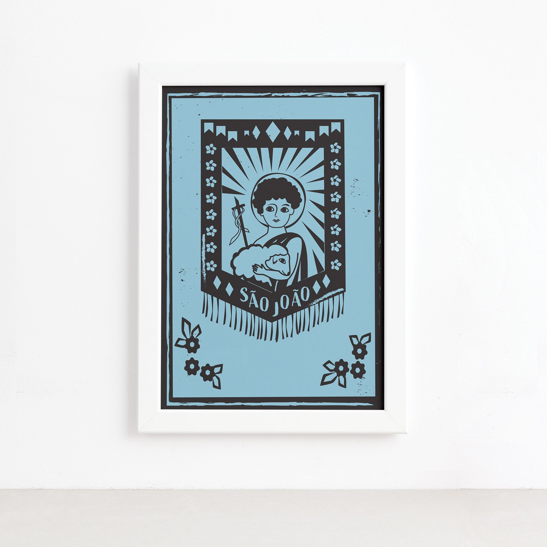 Quadro São João Junino Moldura Branca