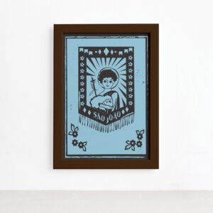 Quadro São João Junino Moldura Marrom 22x32cm,Quadro São João Junino Moldura Marrom 22x32cm