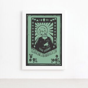Quadro São Pedro Junino Moldura Branca 22x32cm,Quadro São Pedro Junino Moldura Branca 22x32cm