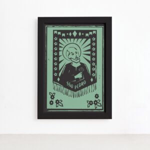 Quadro São Pedro Junino Moldura Preta 22x32cm,Quadro São Pedro Junino Moldura Preta 22x32cm