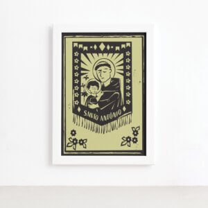 Quadro Santo Antônio Junino Moldura Branca 22x32cm,Quadro Santo Antônio Junino Moldura Branca 22x32cm