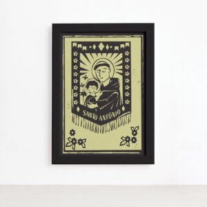 Quadro Santo Antônio Junino Moldura Preta 22x32cm,Quadro Santo Antônio Junino Moldura Preta 22x32cm