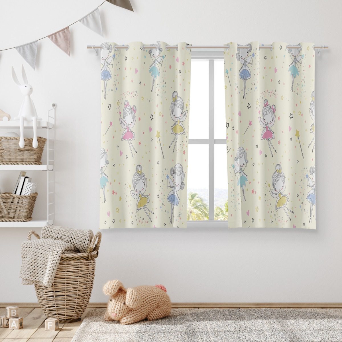 Cortina Infantil para Quarto de Meninas Fadas 2,80m x 1,40m