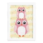Quadro Infantil Coruja Baby Moldura Branca 33x43cm