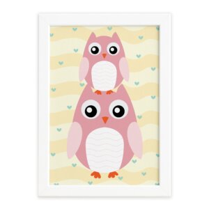 Quadro Infantil Coruja Baby Moldura Branca