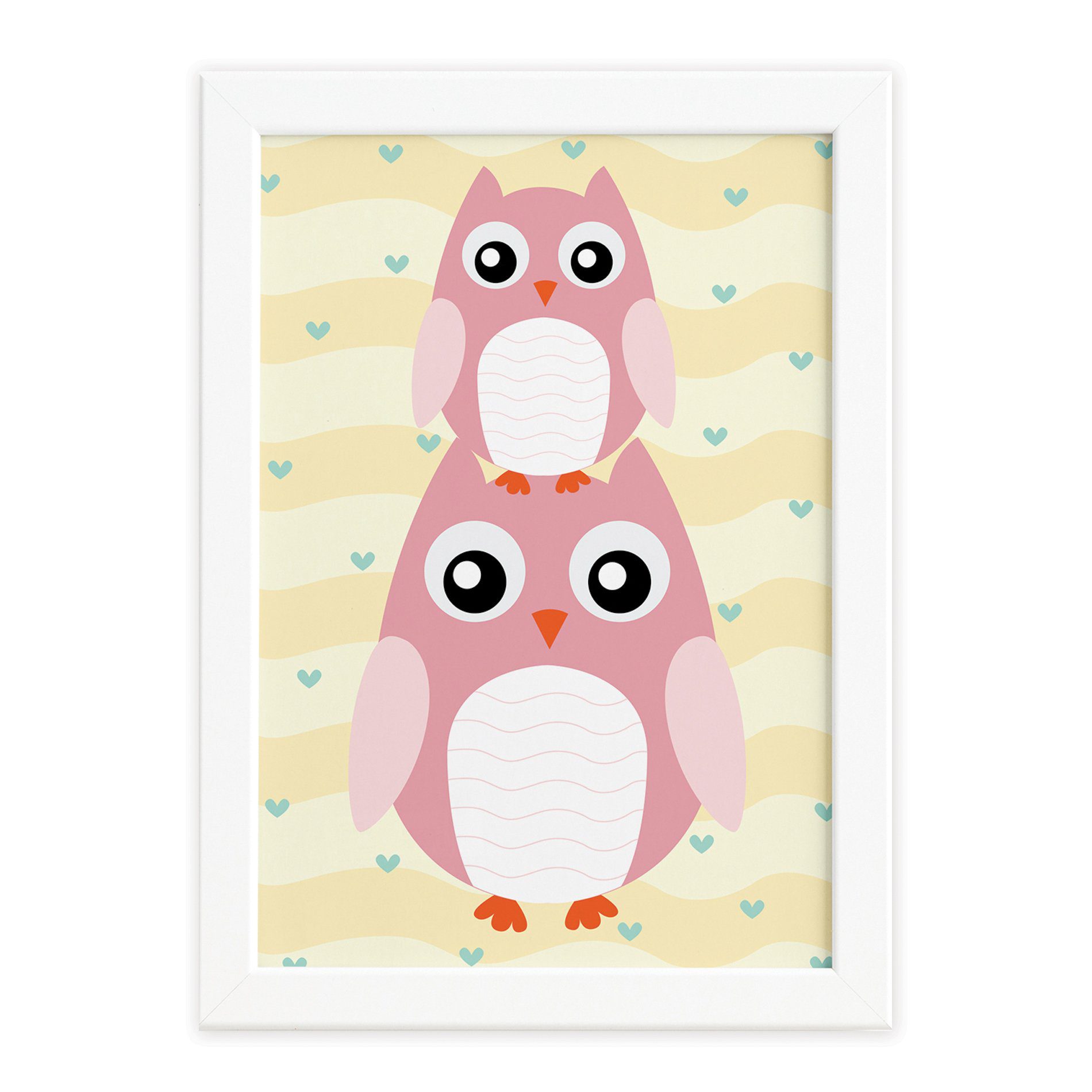 Quadro Infantil Coruja Baby Moldura Branca