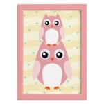 Quadro Infantil Coruja Baby Moldura Rosa 22x32cm