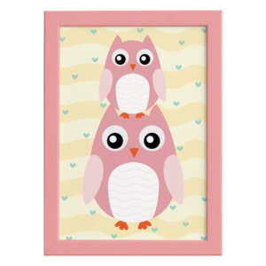 Quadro Infantil Coruja Baby Moldura Rosa