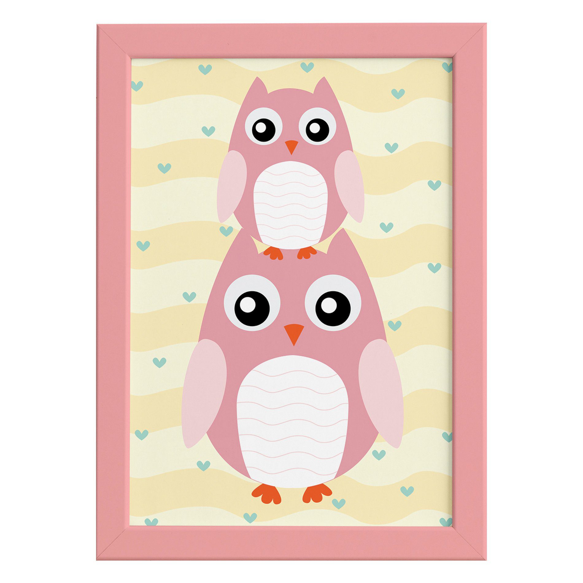 Quadro Infantil Coruja Baby Moldura Rosa