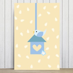 Placa Decorativa Infantil Coruja Baby Azul Passarinho