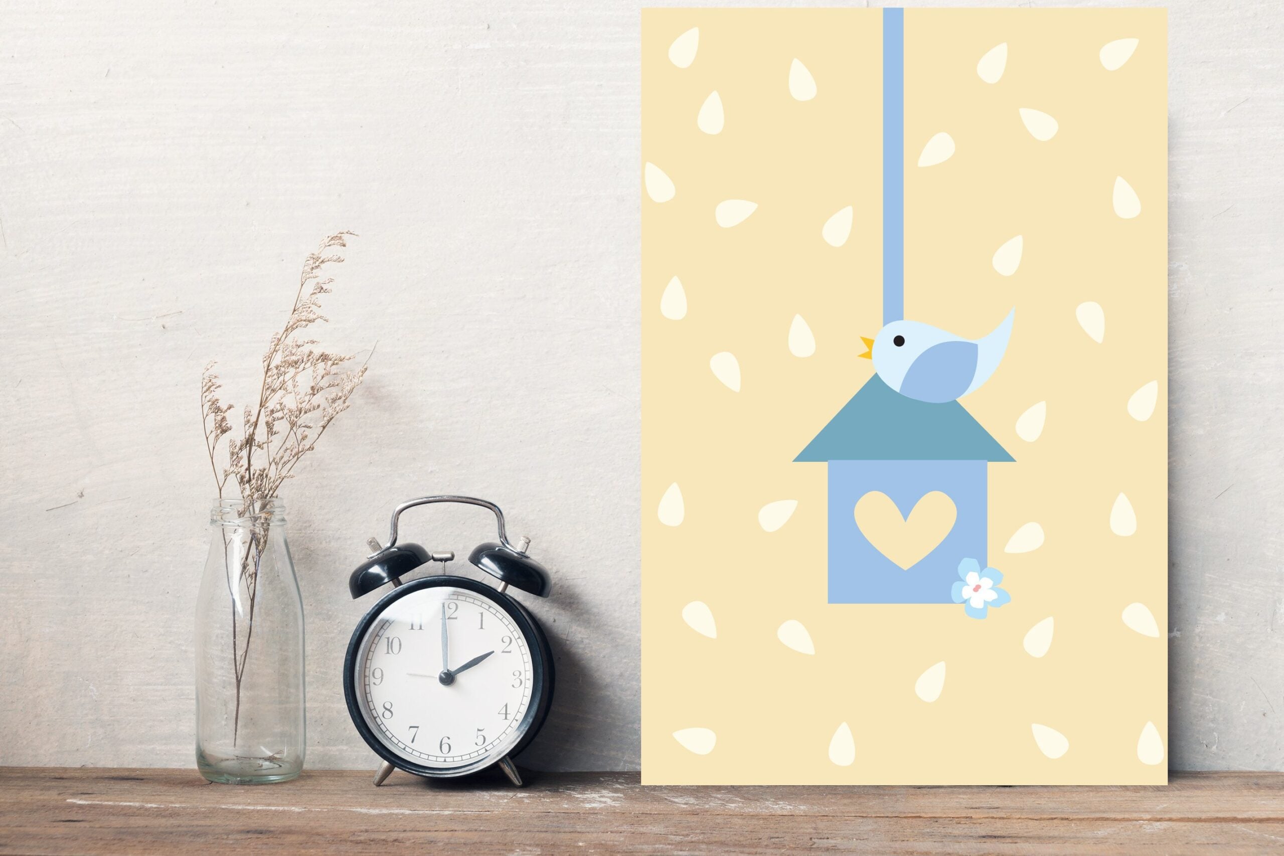 Placa Decorativa Infantil Coruja Baby Azul Passarinho