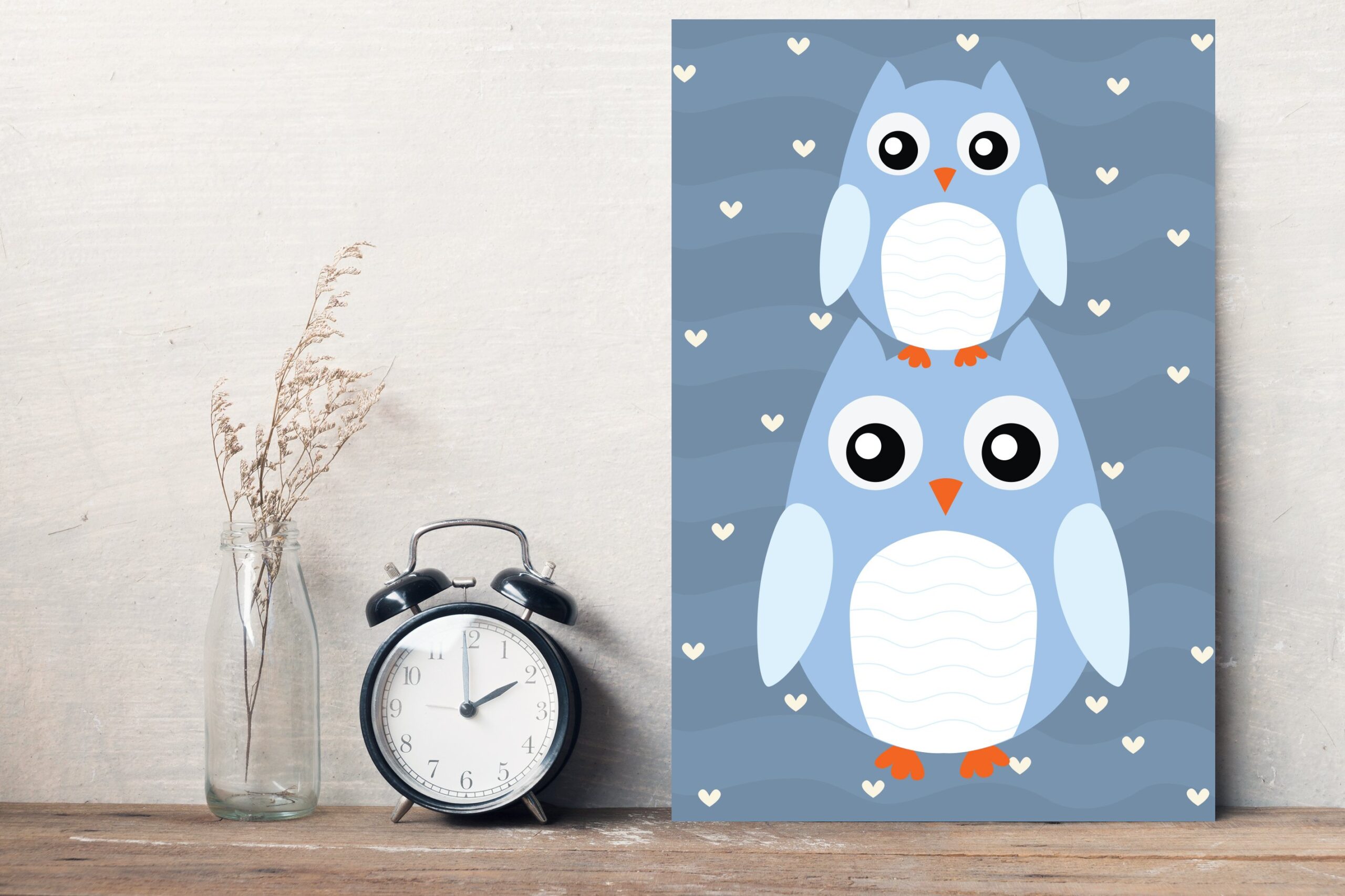 Placa Decorativa Infantil Coruja Baby Azul MDF