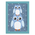 Quadro Infantil Coruja Baby Azul Moldura Azul 22x32cm